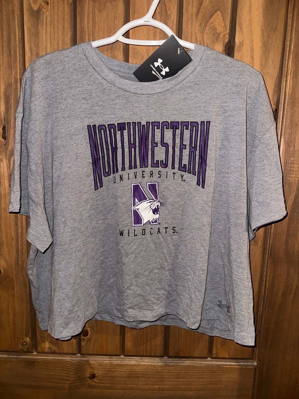 Under Armour Northwestern University Wildcats Heather Gray Short Sleeve T-Shirt